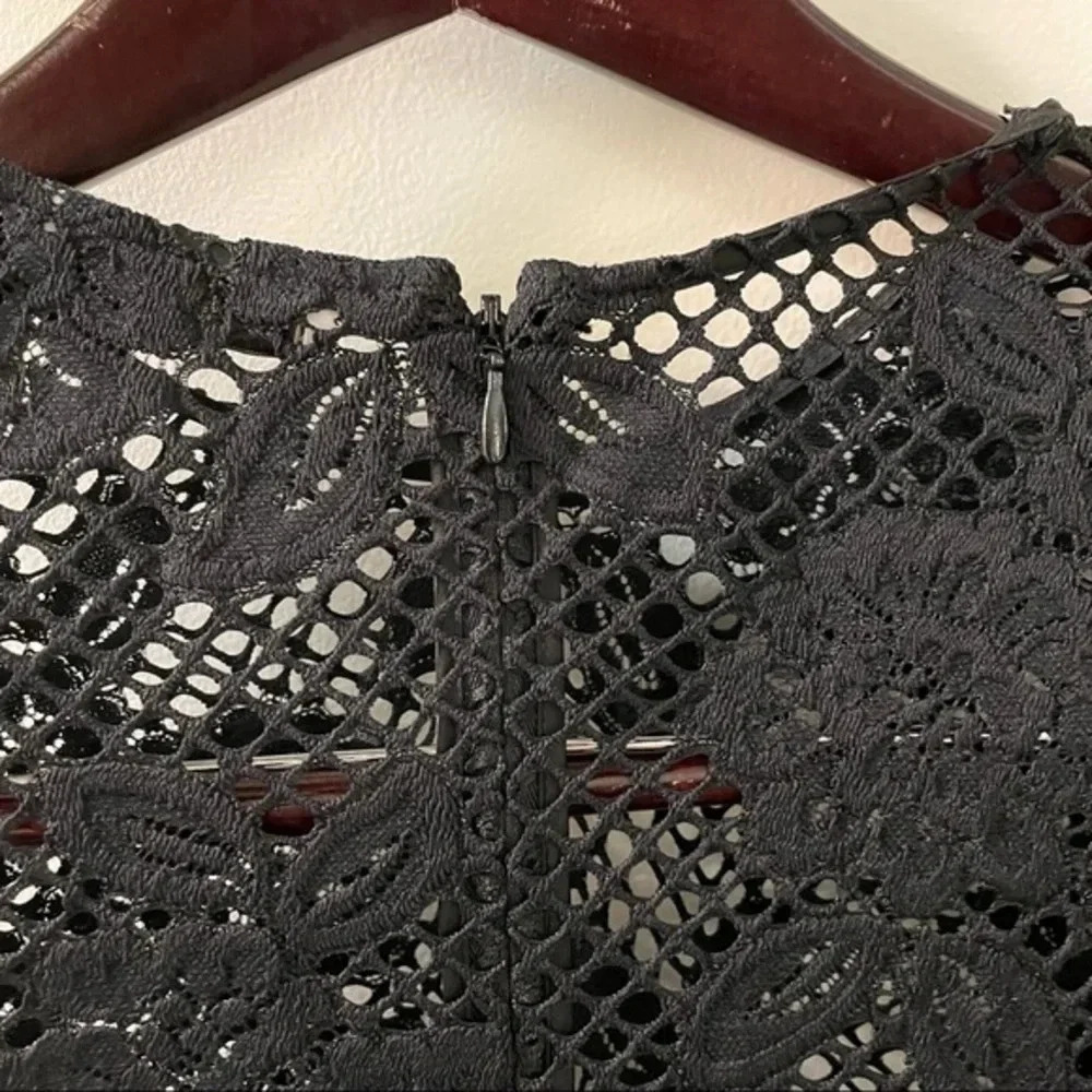 & Other Stories Long Sleeve Lace Detail Black Fit Flare Dress US 8 Black - Picture 8 of 11